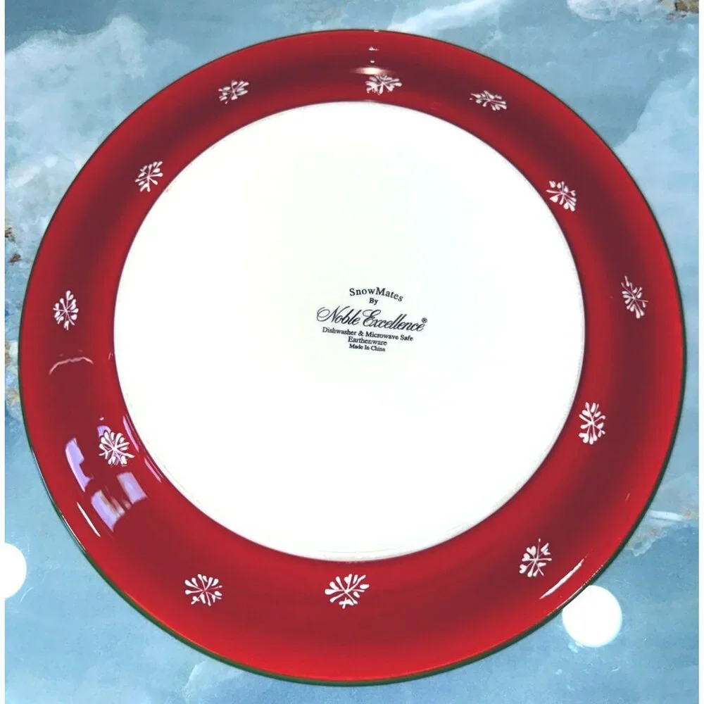 Snow Mates by Noble Excellence Christmas Holiday Plates Snowman and Snowflakes